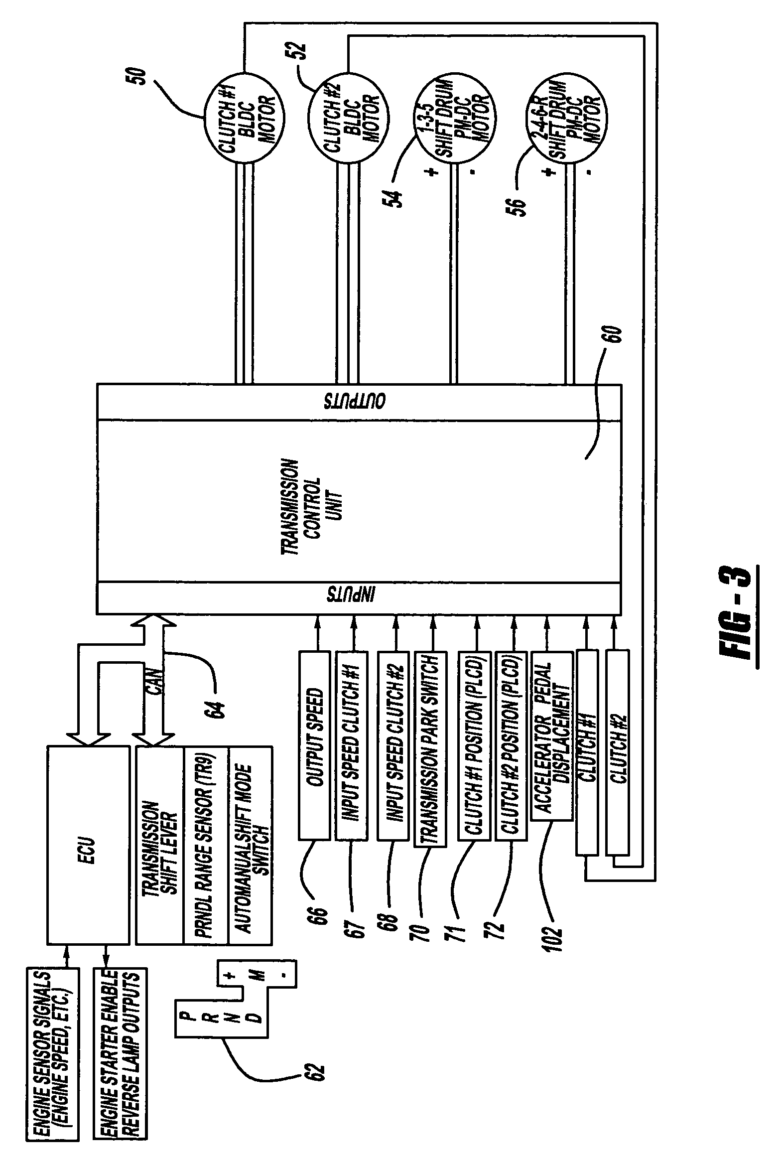 Tip-in/tip-out gear shift control for a powershift automatic transmission