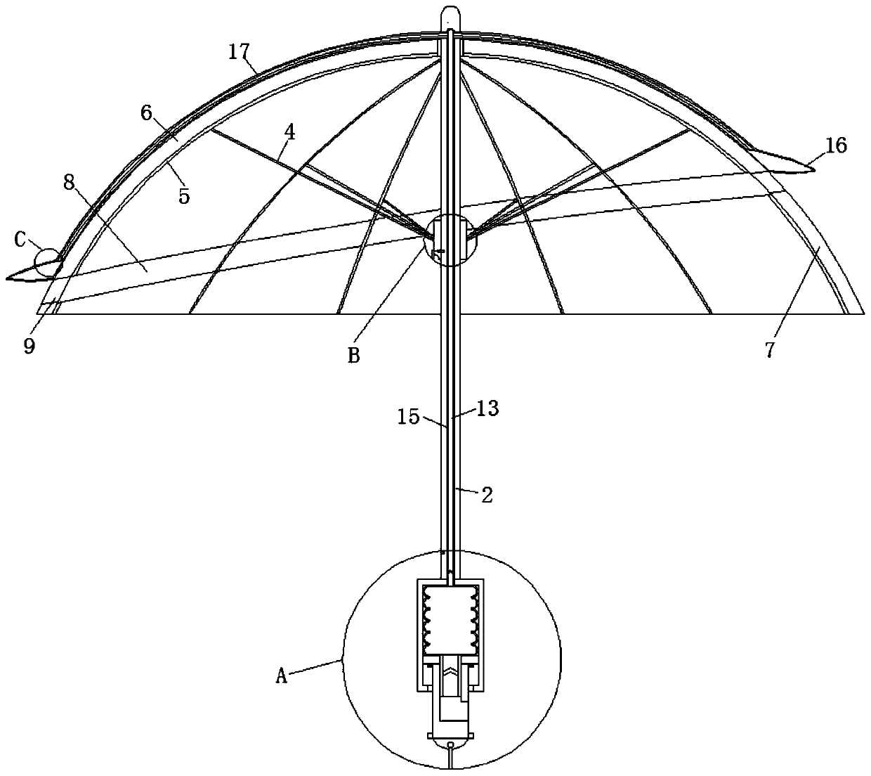 Umbrella with no barriers to sight