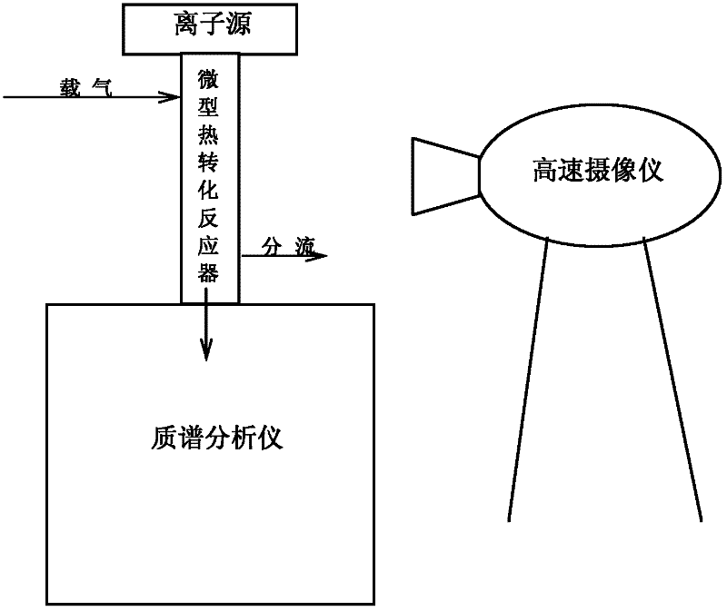 In-situ detection device and detection method for heat conversion reaction process of solid fuel