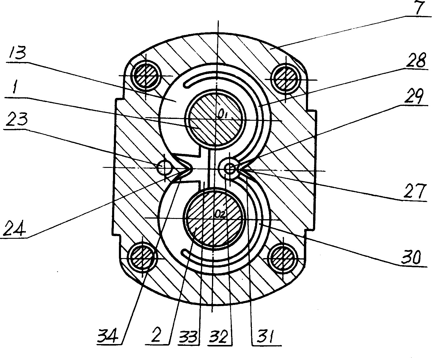 Axial housing type gear pump equipped with rolling bearing and gear motor