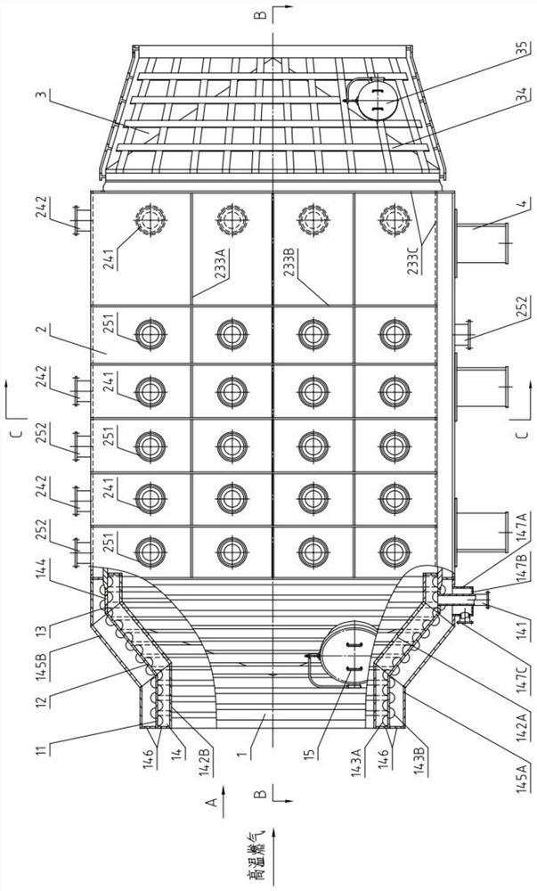 Matrix type high-temperature gas cooler