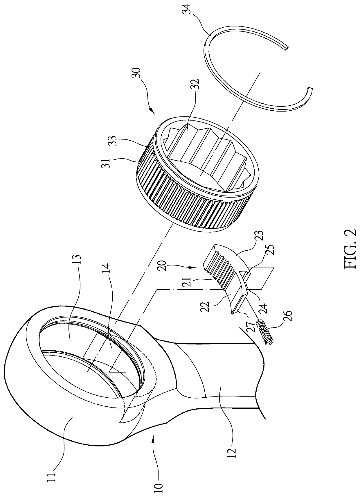 Unidirectional ratchet wrench structure