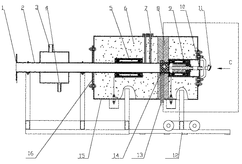 Device for testing sound absorption performance of porous metal material under variable parameter temperature field