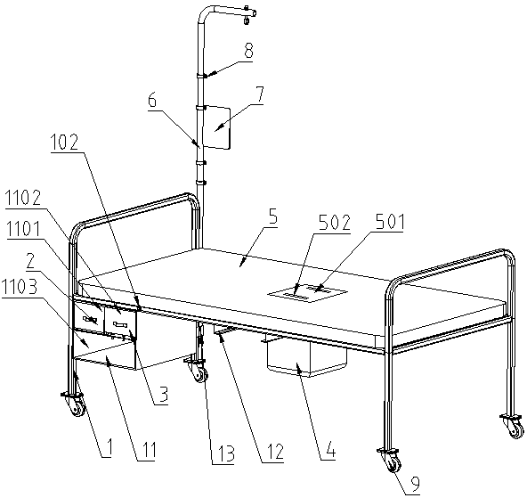 Nursing bed special for digestive department