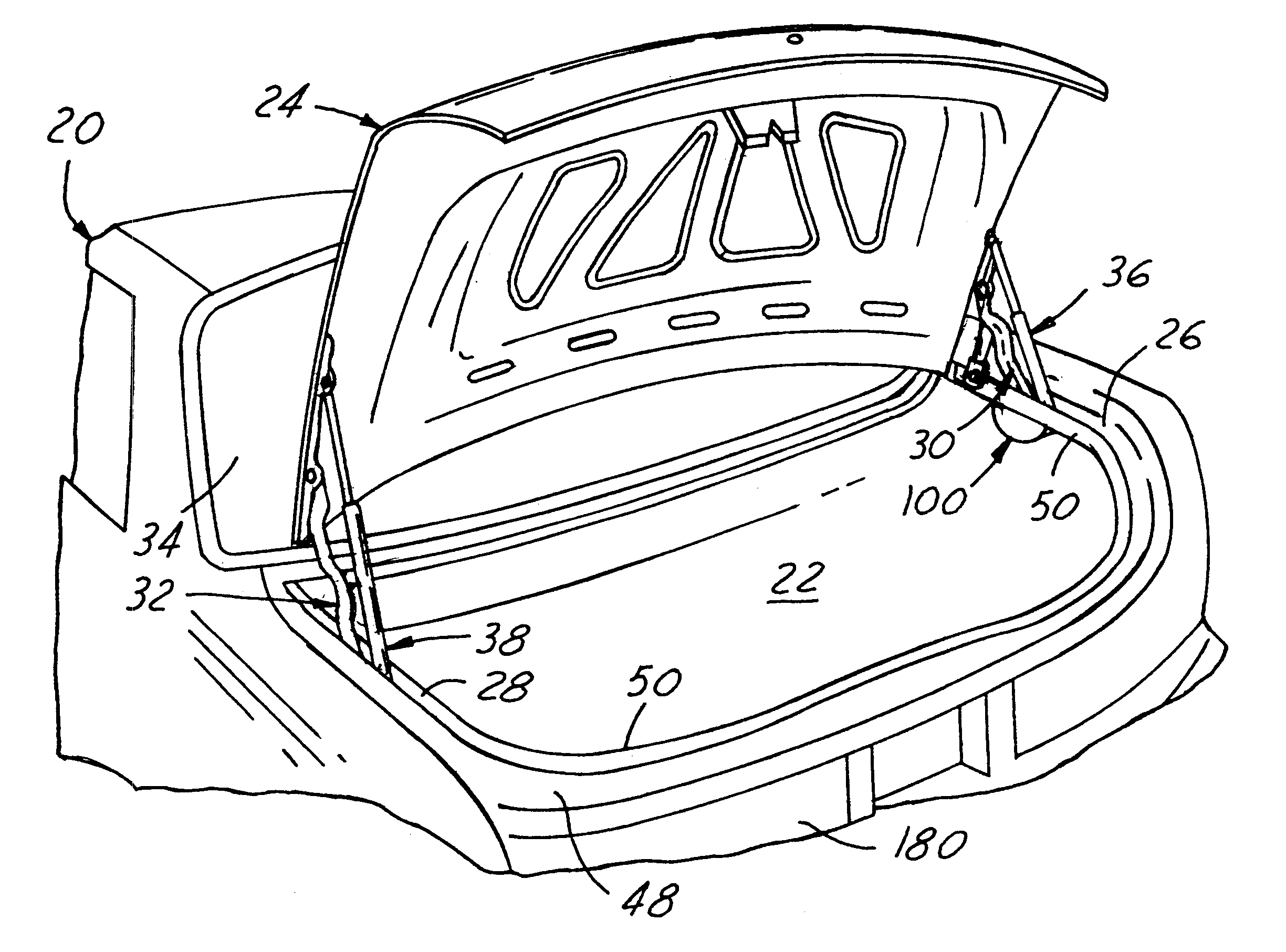 Power actuating system for four-bar hinge articulated vehicle closure element field of the invention