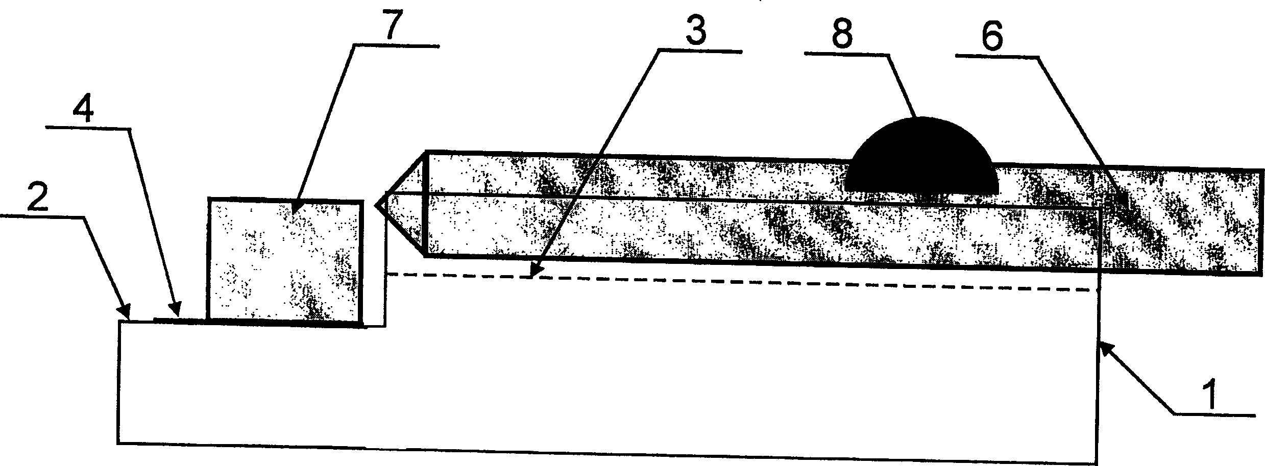 Semiconductor laser V shaped groove fixed optical fiber coaxial device