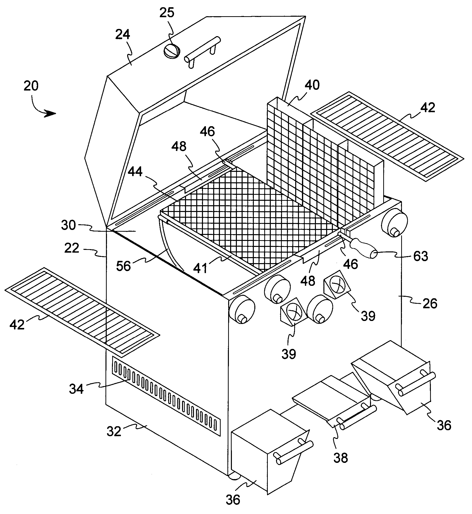 Barbecue Grill with Variably Positioned Food Basket