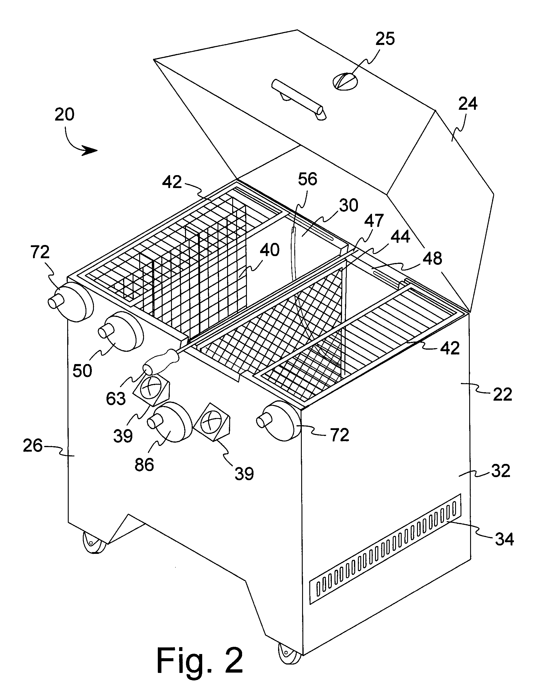 Barbecue Grill with Variably Positioned Food Basket