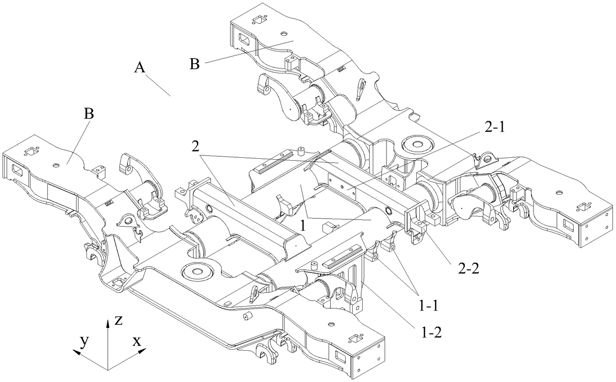 A frame strength test device based on a center pin loading mechanism