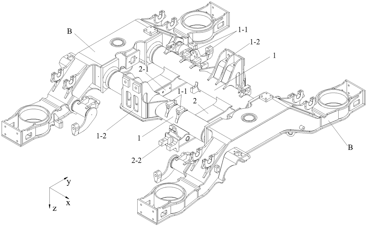 A frame strength test device based on a center pin loading mechanism