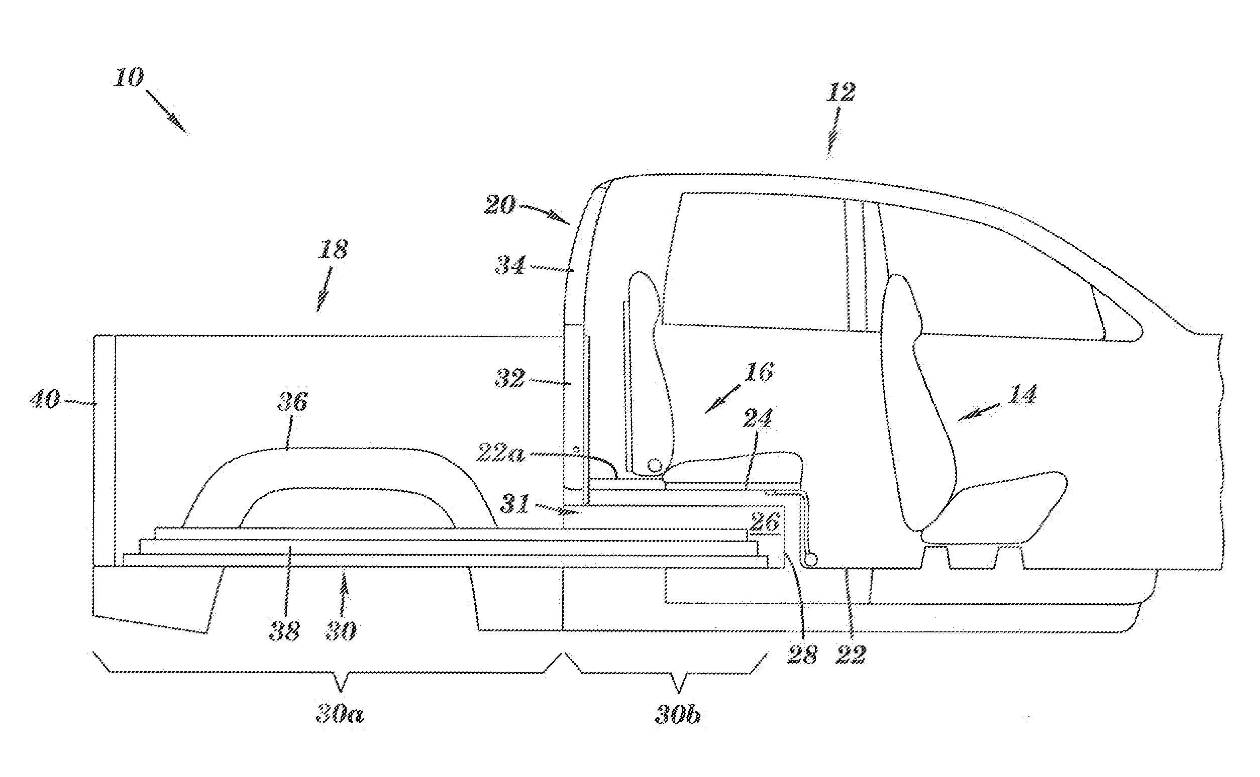 Vehicle body with passenger compartment over cargo bed