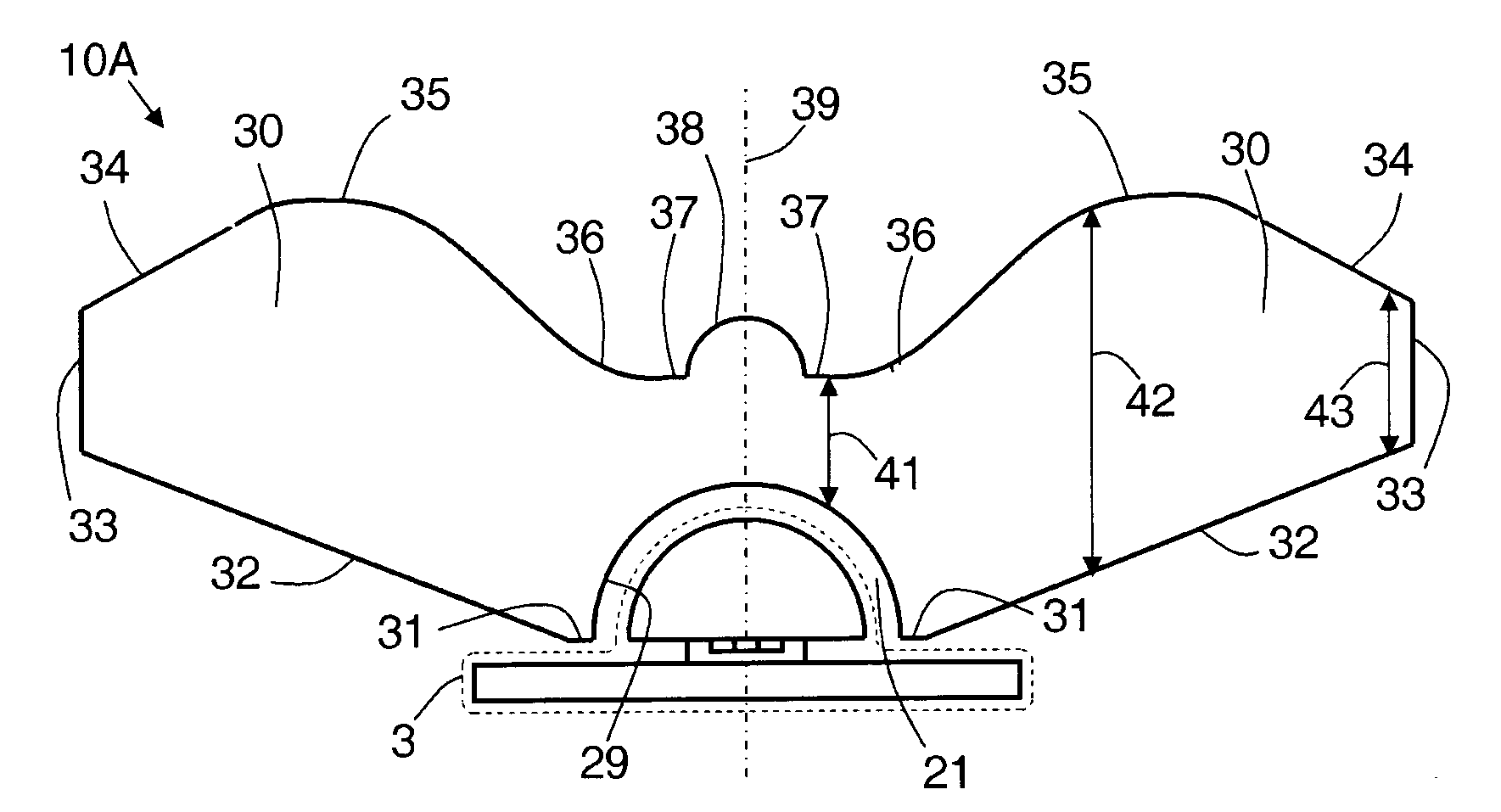 Beam spreading optics for light emitting diodes