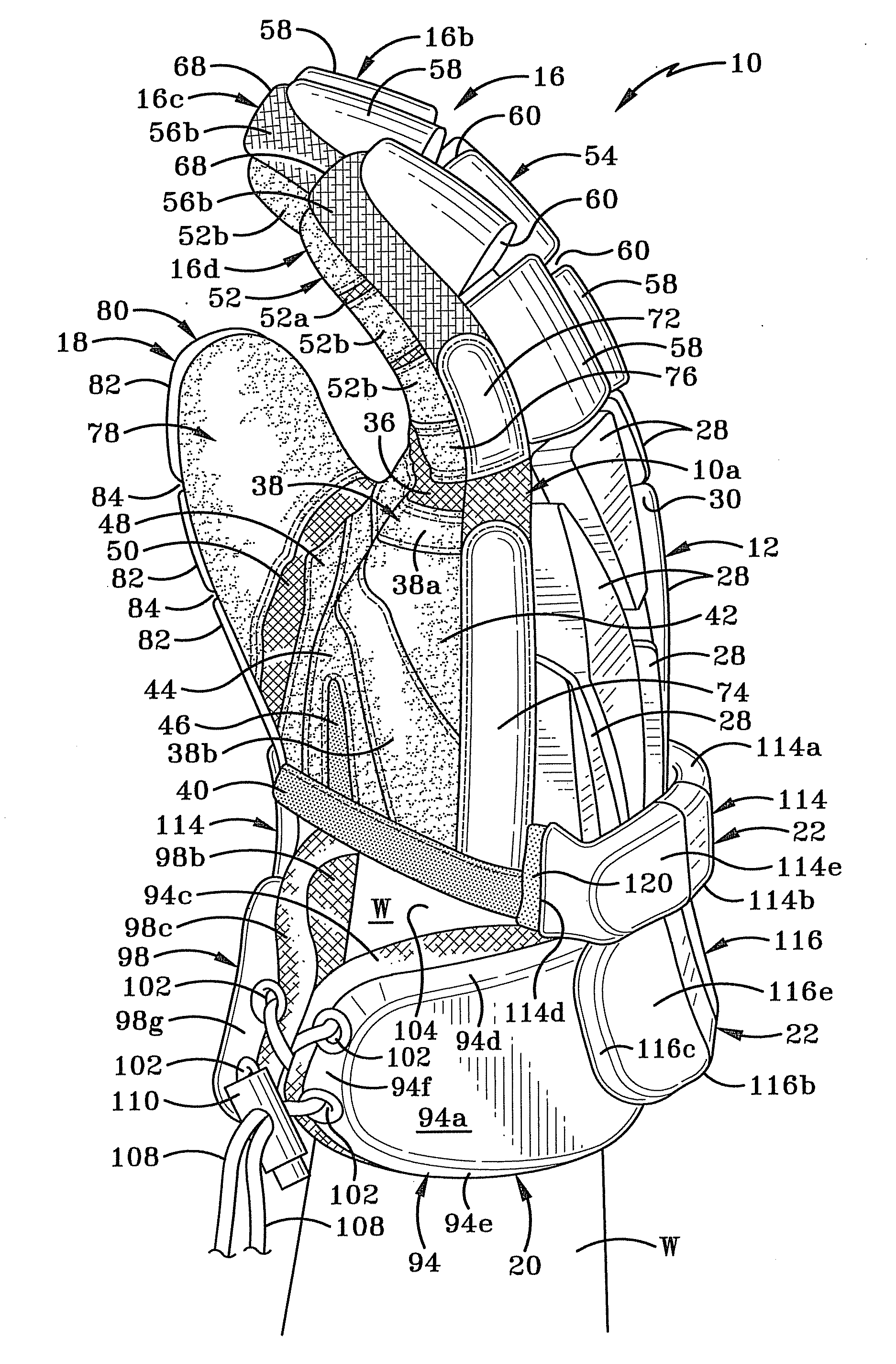 Glove having enhanced thumb crotch padding