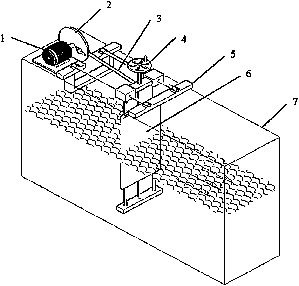 Flap-type breaking wave simulating device