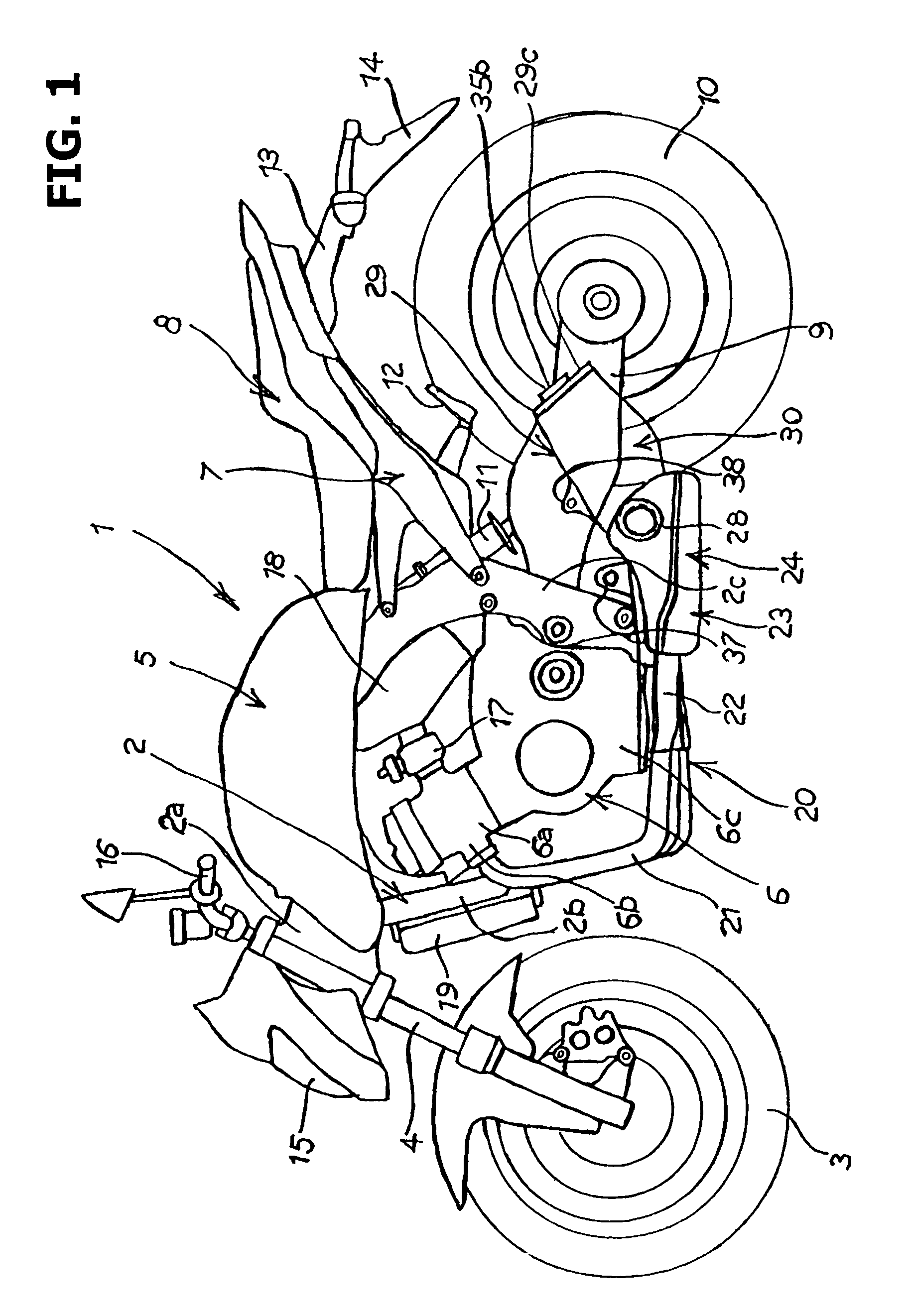 Exhaust system for a motorcycle, and motorcycle incorporating same