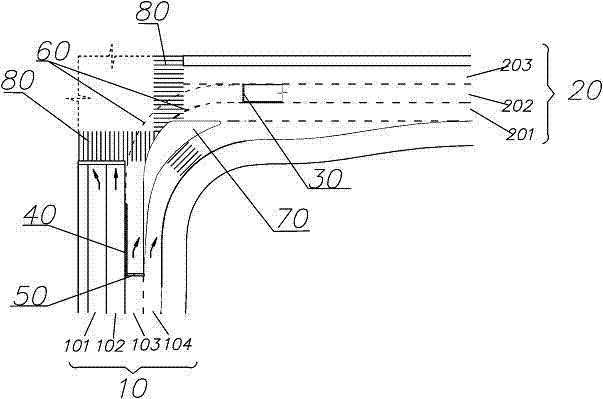 Traffic configuration structure of grade intersection