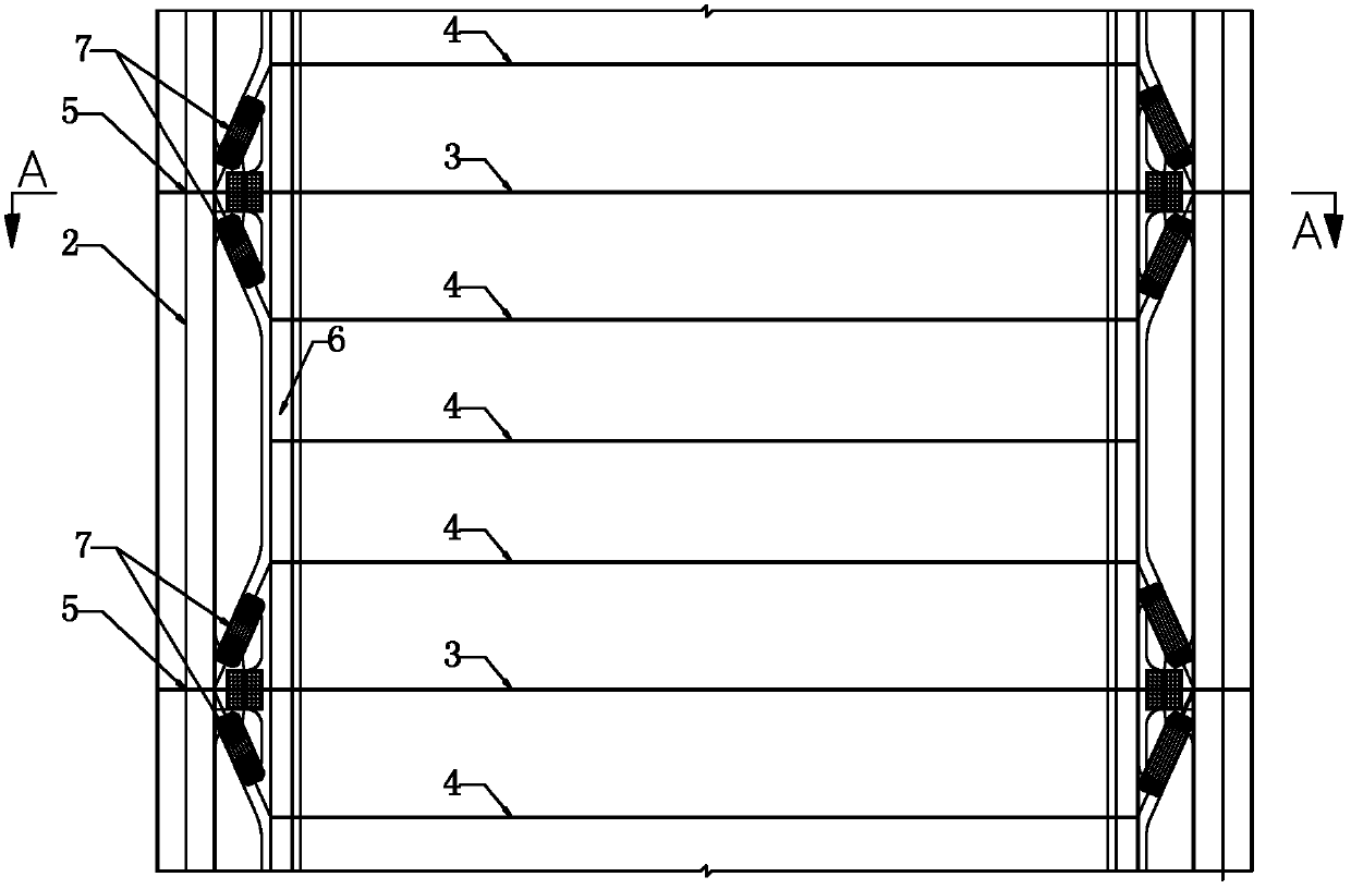 Wide-purlin bridge floor system structure with horizontal K support