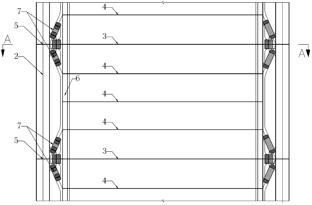 Wide-purlin bridge floor system structure with horizontal K support