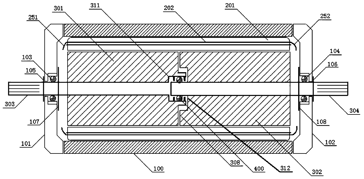 Coaxial opposite rotor differential motor and new energy automobile