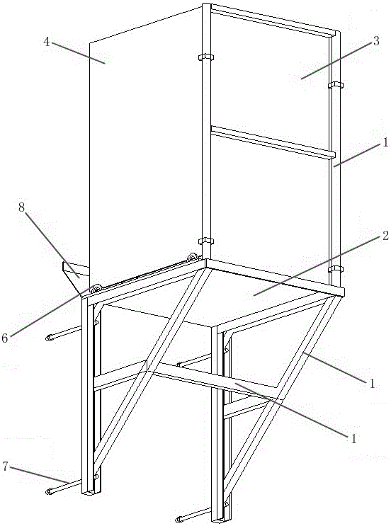 Outside construction operating platform of industrial assembly engineering for preventing objects from hitting