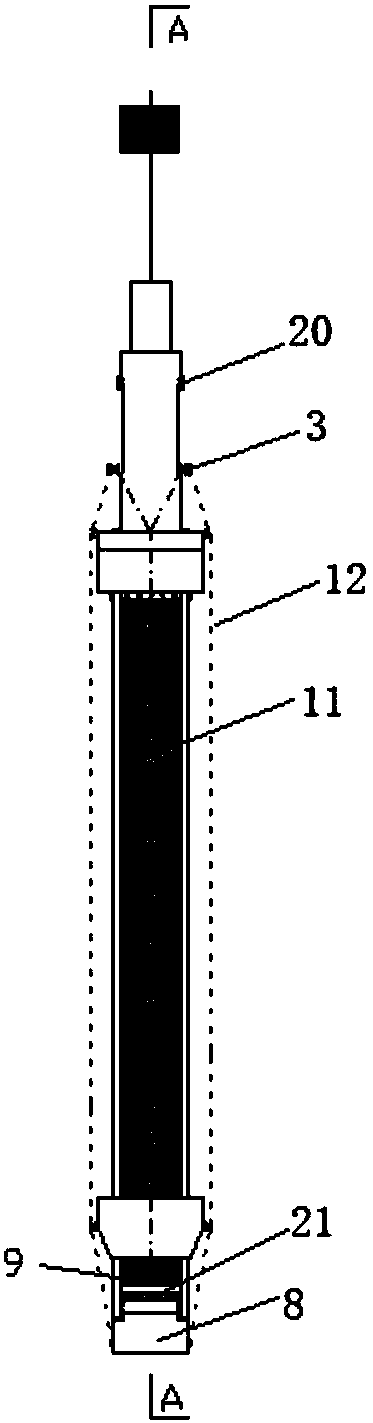 Large-flux bottom mud columnar sampling device and sampling method