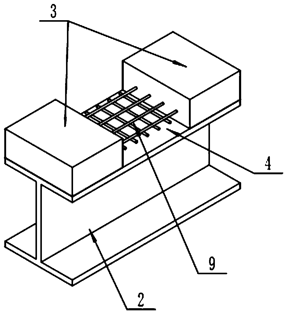 Steel-ECC-concrete composite beam and preparation method thereof