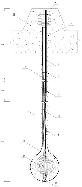 Explosion expanded internal anchor head prestressed anchor cable for strengthening weak rock and anchoring method thereof