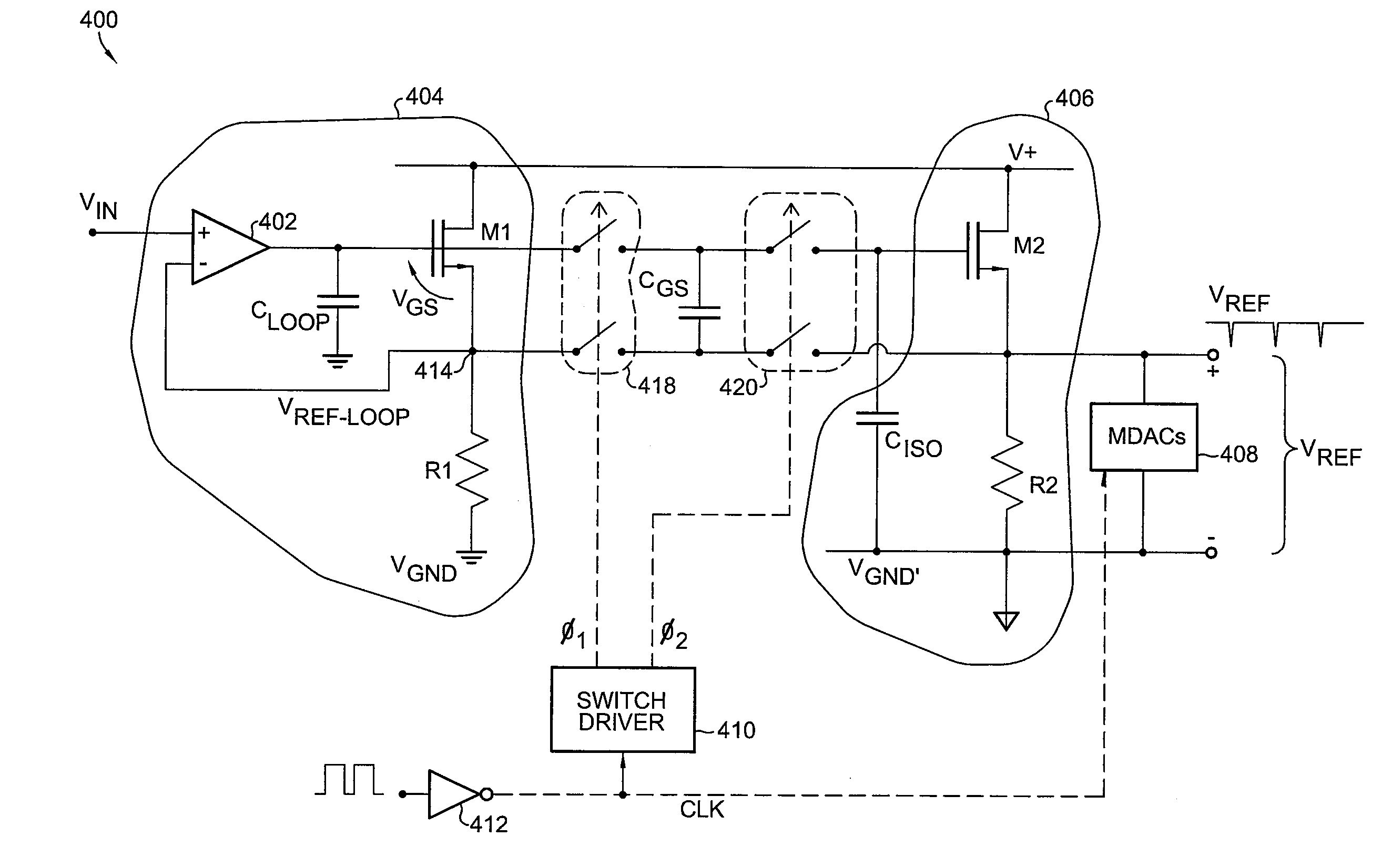 Radiation tolerant circuit for minimizing the dependence of a precision voltage reference from ground bounce and signal glitch