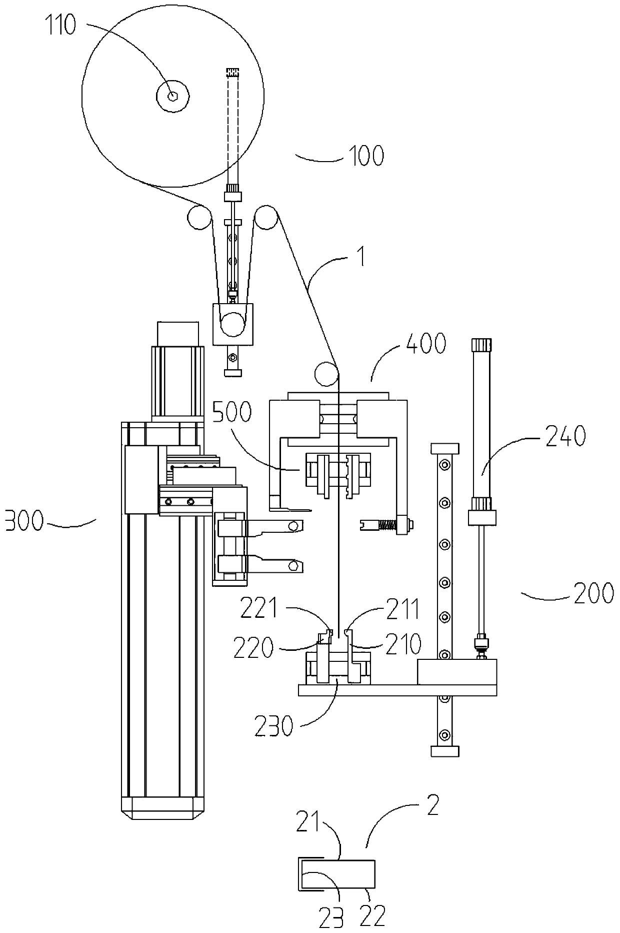 Adhesive pasting mechanism, adhesive pasting device and adhesive wrapping equipment