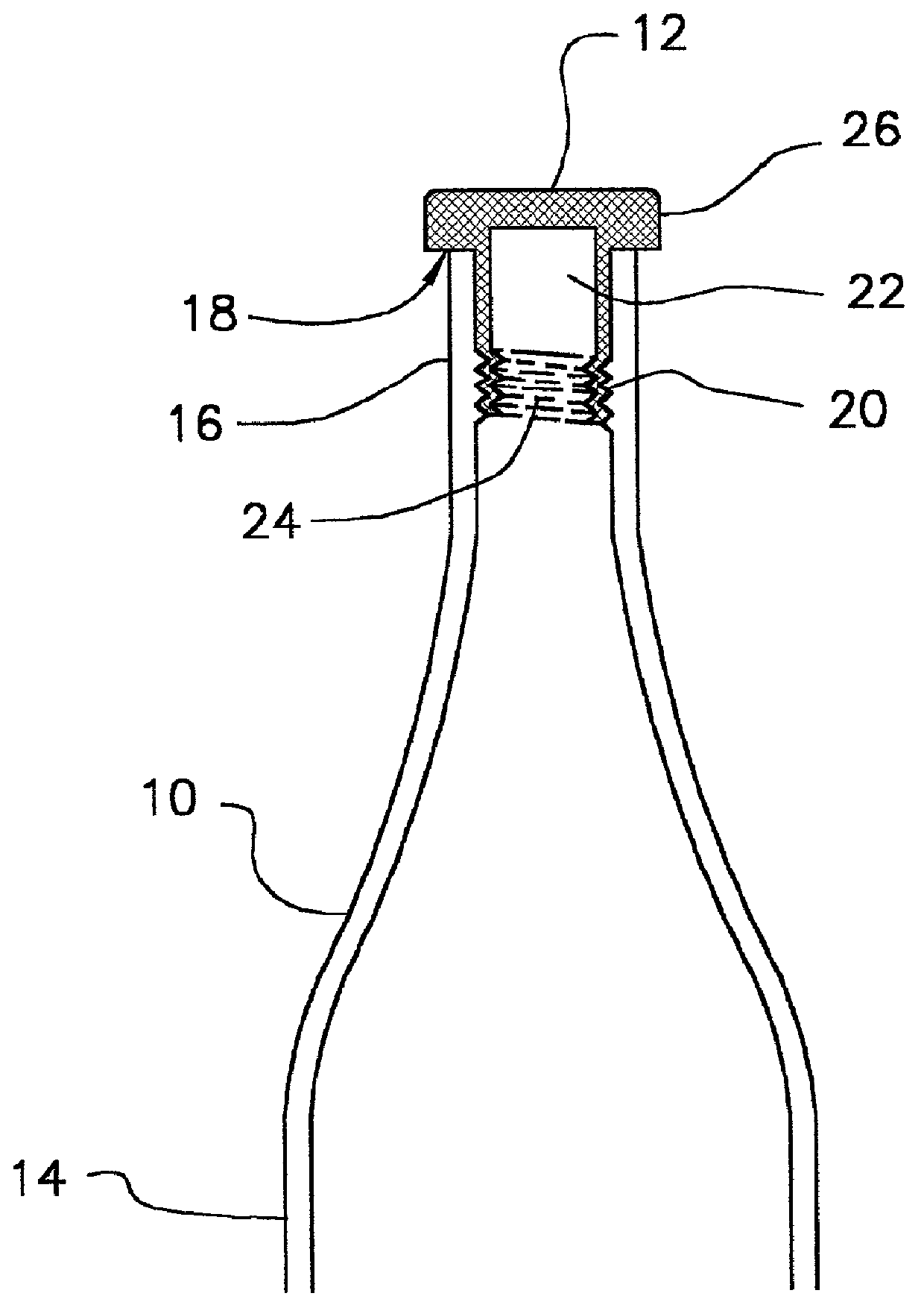 Flange screw closure and bottle having internal threads