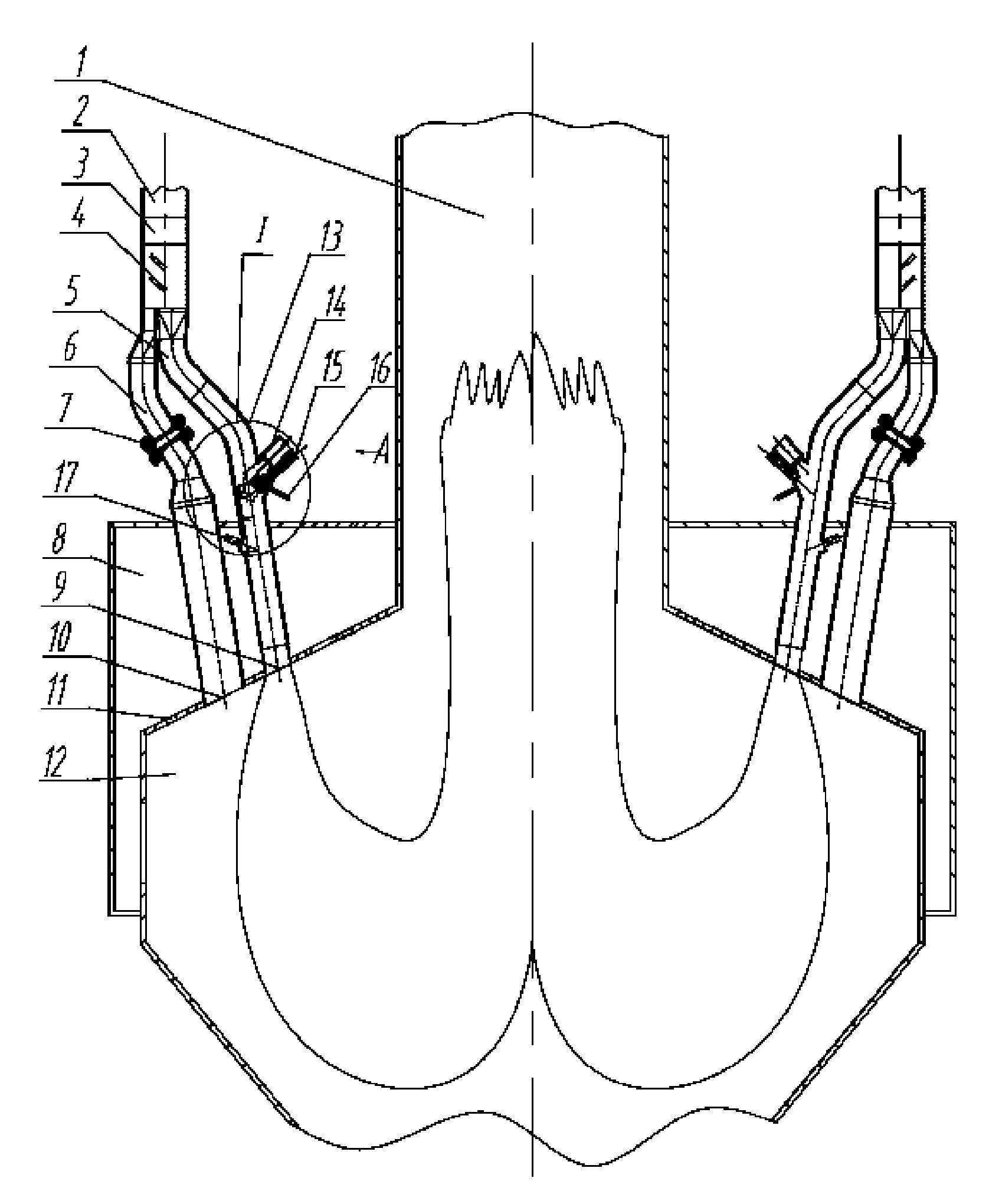 Trace oil igniting coal dust firing device for multiple oil guns