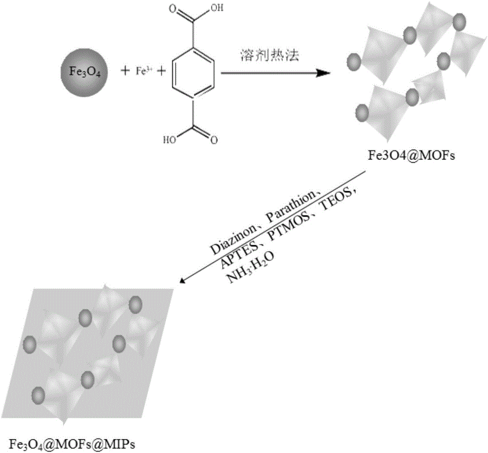 Metal-organic framework imprinted material and preparation method thereof