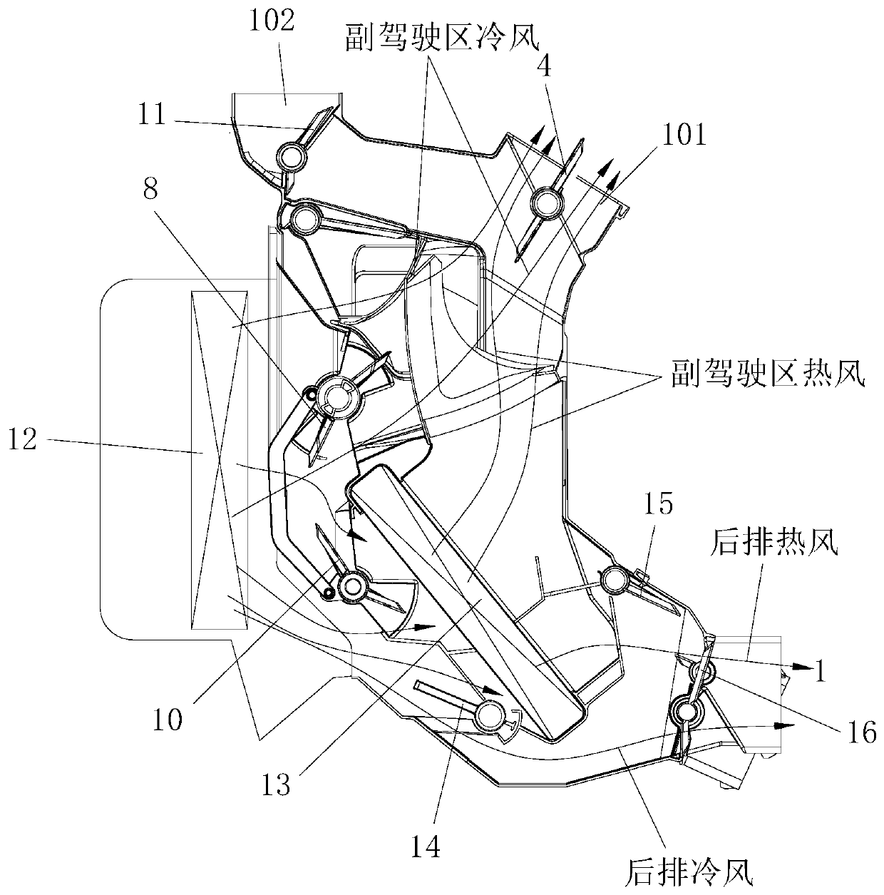 Automobile four temperature zone air conditioner control device and automobile four temperature zone air conditioner control system