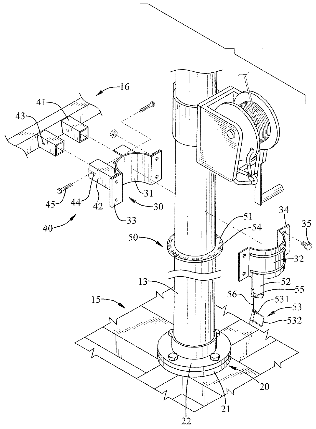 Apparatus for adjusting the orientation of a movable photovoltaic lamppost