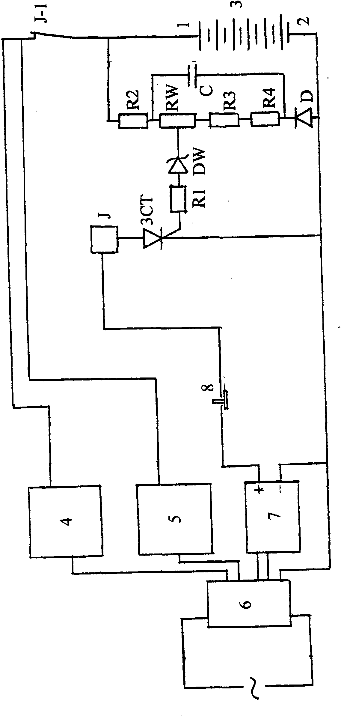 Automatic stop charging control circuit of positive and negative combination pulse charge machine