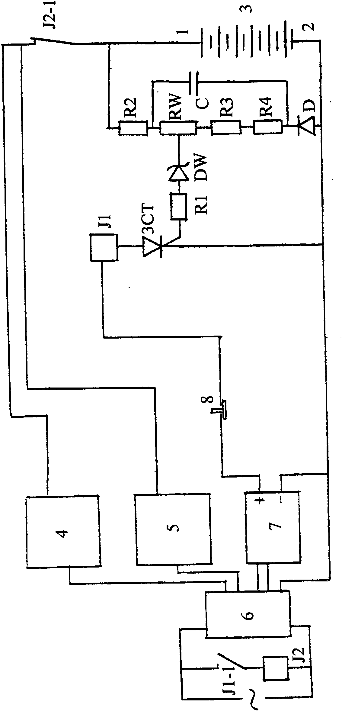 Automatic stop charging control circuit of positive and negative combination pulse charge machine