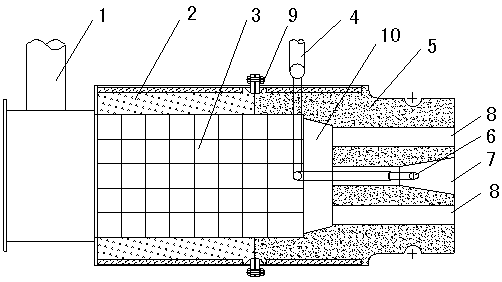 High-heat-value fuel low-nitrogen single heat storage burner