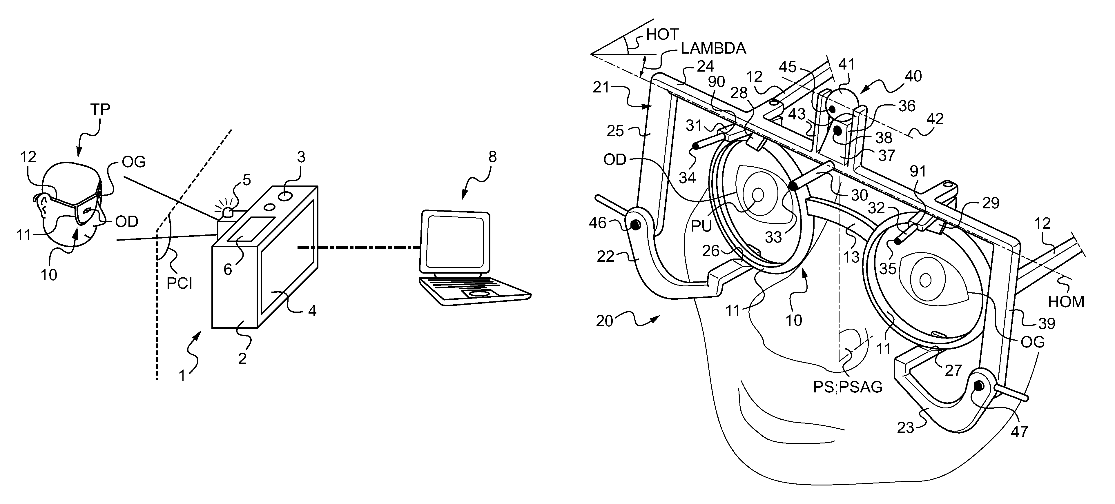 Method of measuring at least one geometrico-physiognomic parameter for positioning a vision correcting eyeglass frame on the face of a wearer