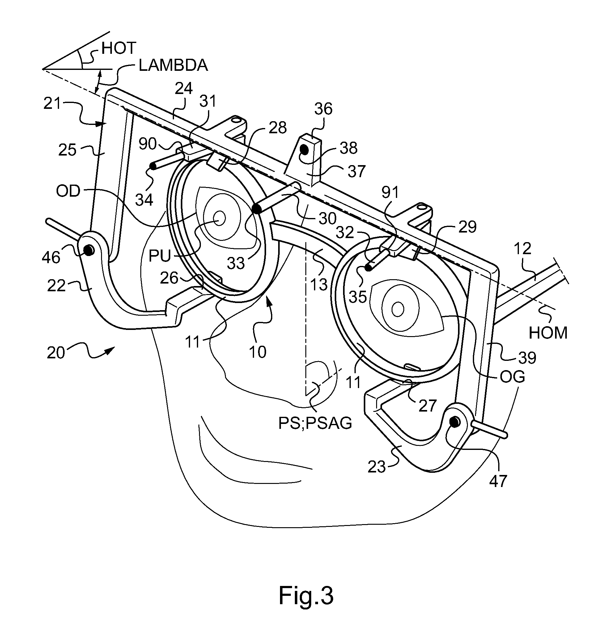 Method of measuring at least one geometrico-physiognomic parameter for positioning a vision correcting eyeglass frame on the face of a wearer