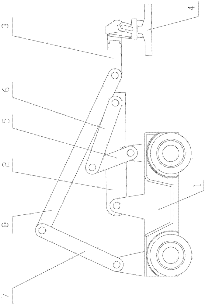 Plane two-degree-of-freedom seven-rod servo drive reach stacker for containers