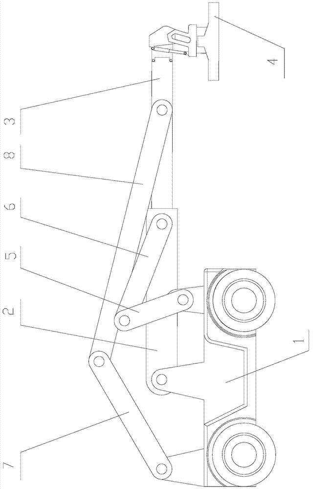 Plane two-degree-of-freedom seven-rod servo drive reach stacker for containers