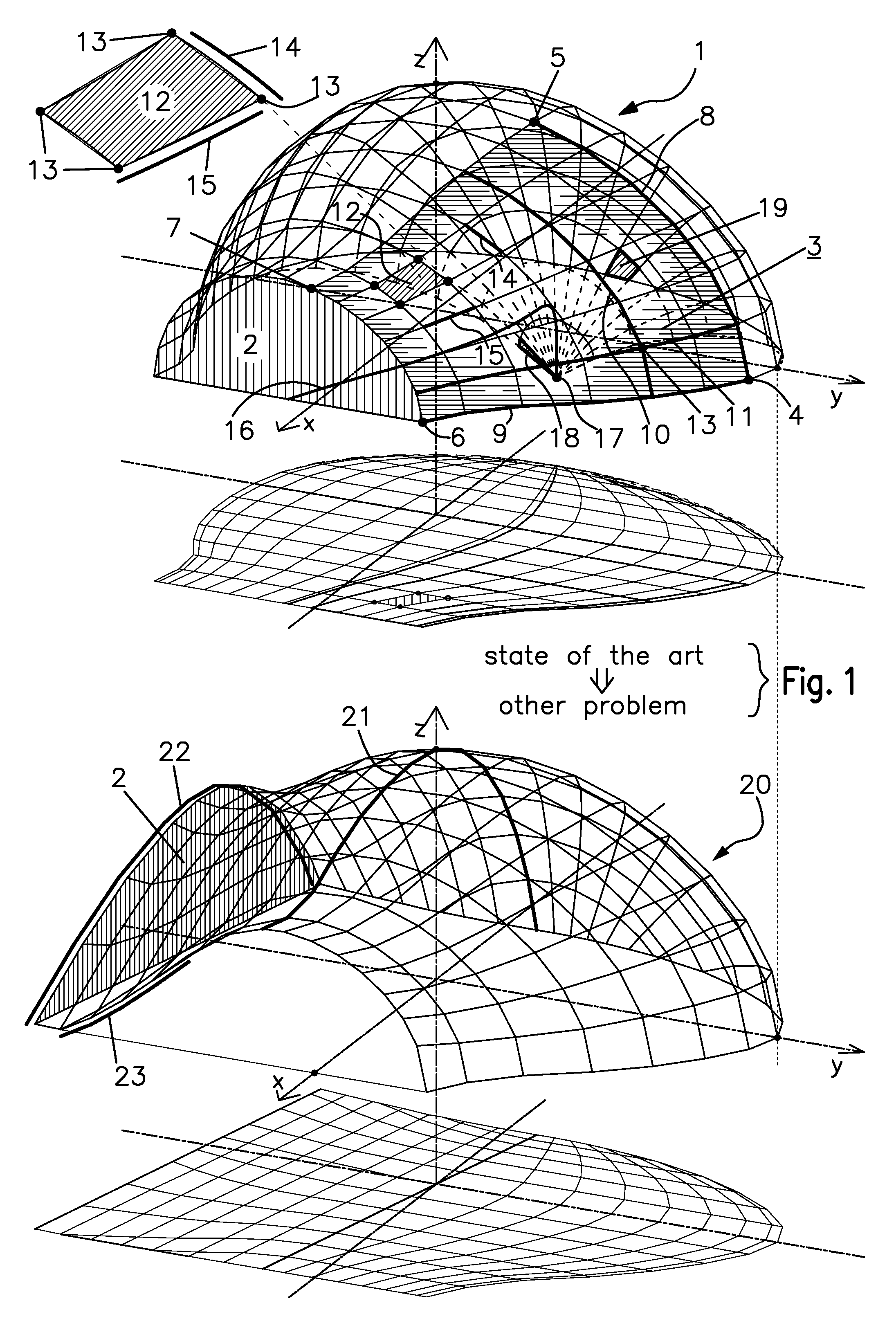 Double-curved shell