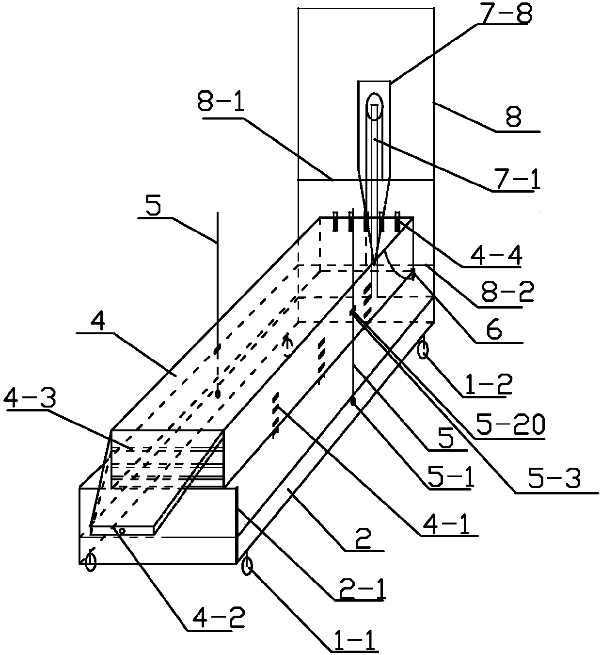 Pneumatic control varying-slope type soil erosion simulation test radial-flow test slot and method