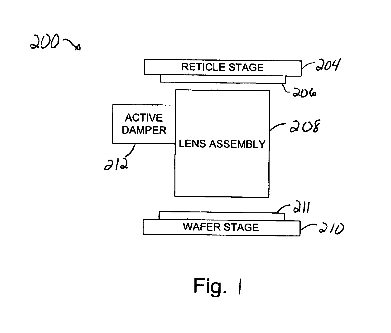 Active damper with counter mass to compensate for structural vibrations of a lithographic system