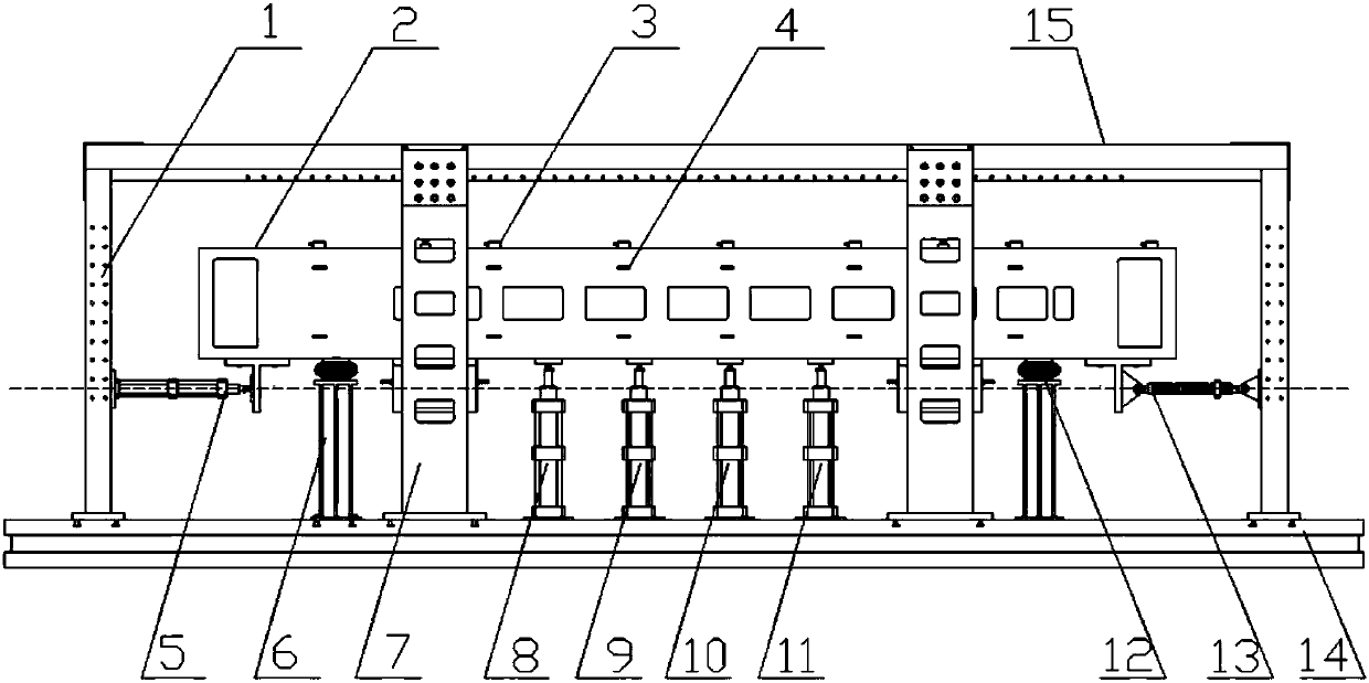 Test bench for research on fatigue strength and load spectrum of proportional car body under multi-point excitation loads