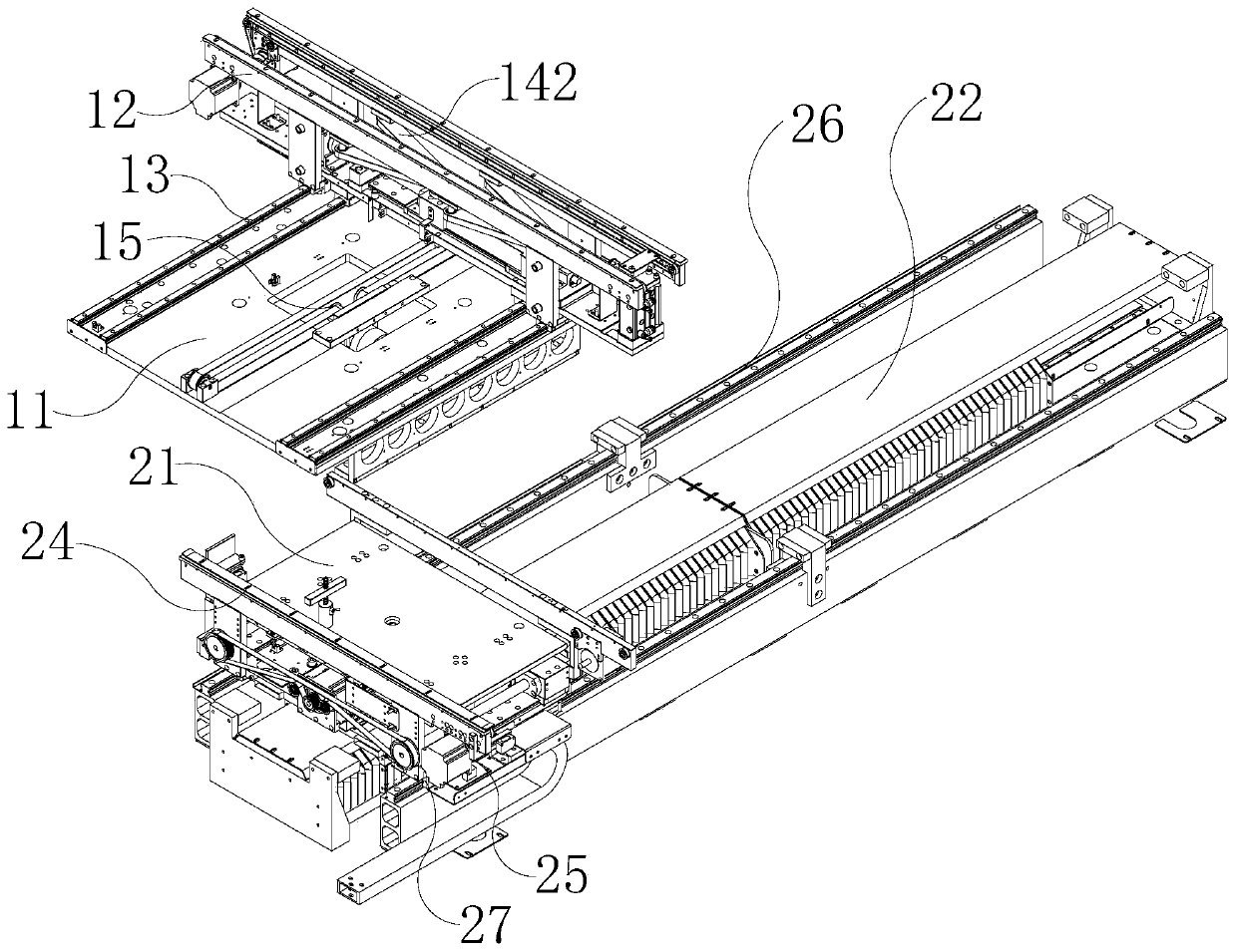 Bidirectional conveying and board feeding mechanism