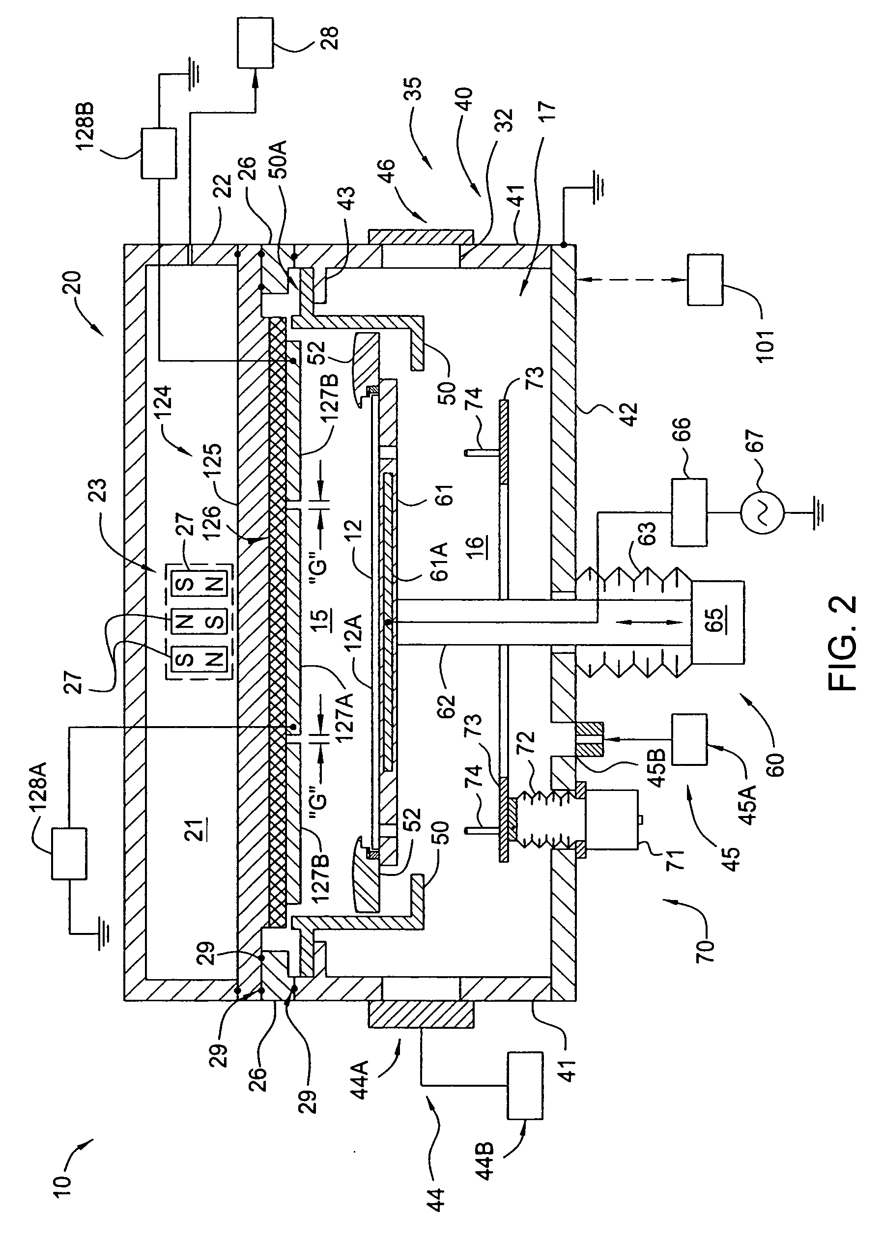 Method of processing a substrate using a large-area magnetron sputtering chamber with individually controlled sputtering zones