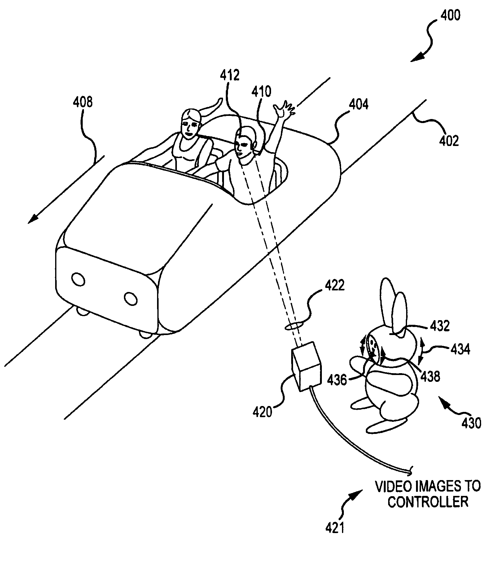 Operating show or ride elements in response to visual object recognition and tracking