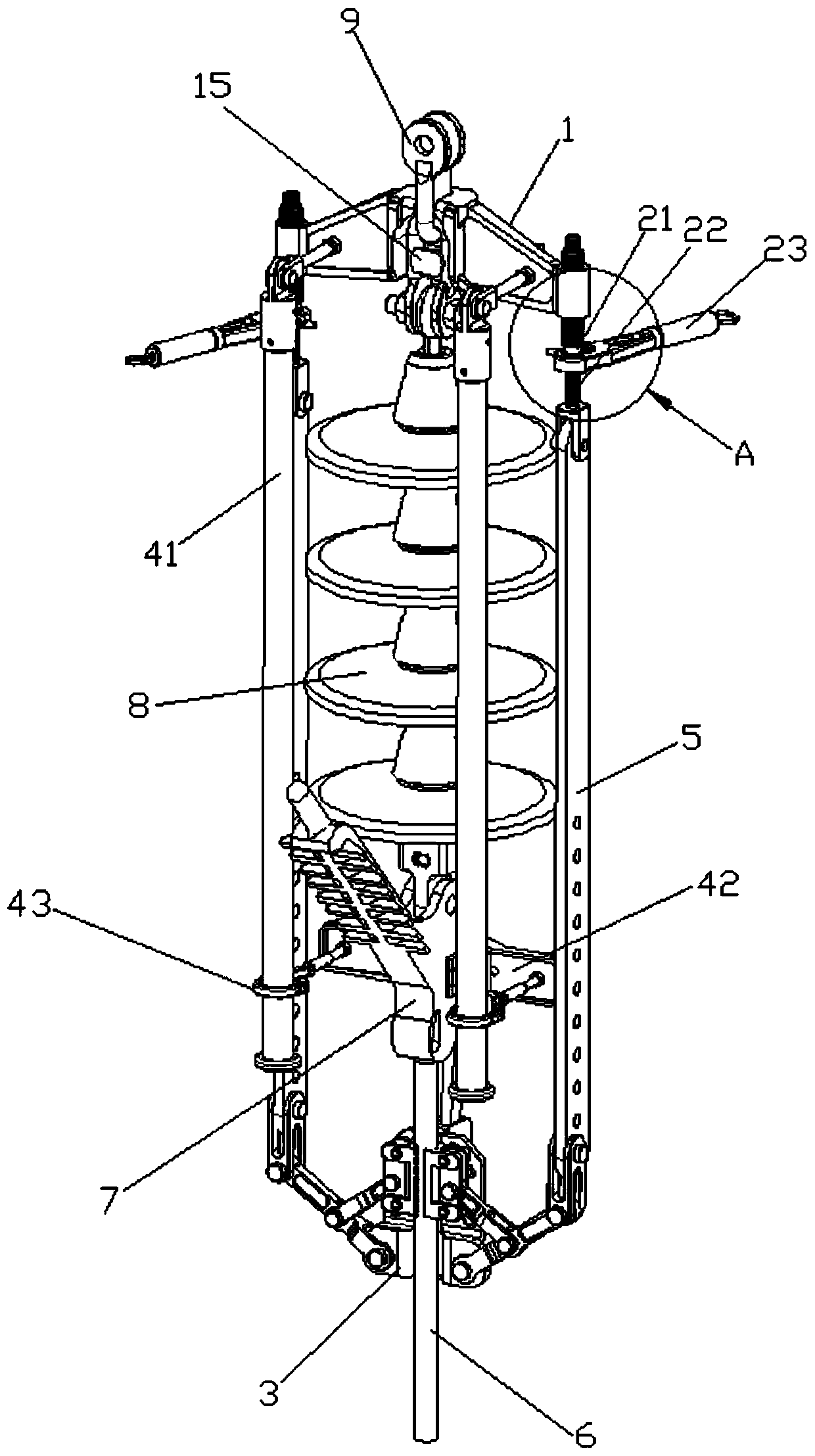 35KV strain insulator string replacement device and operation method thereof