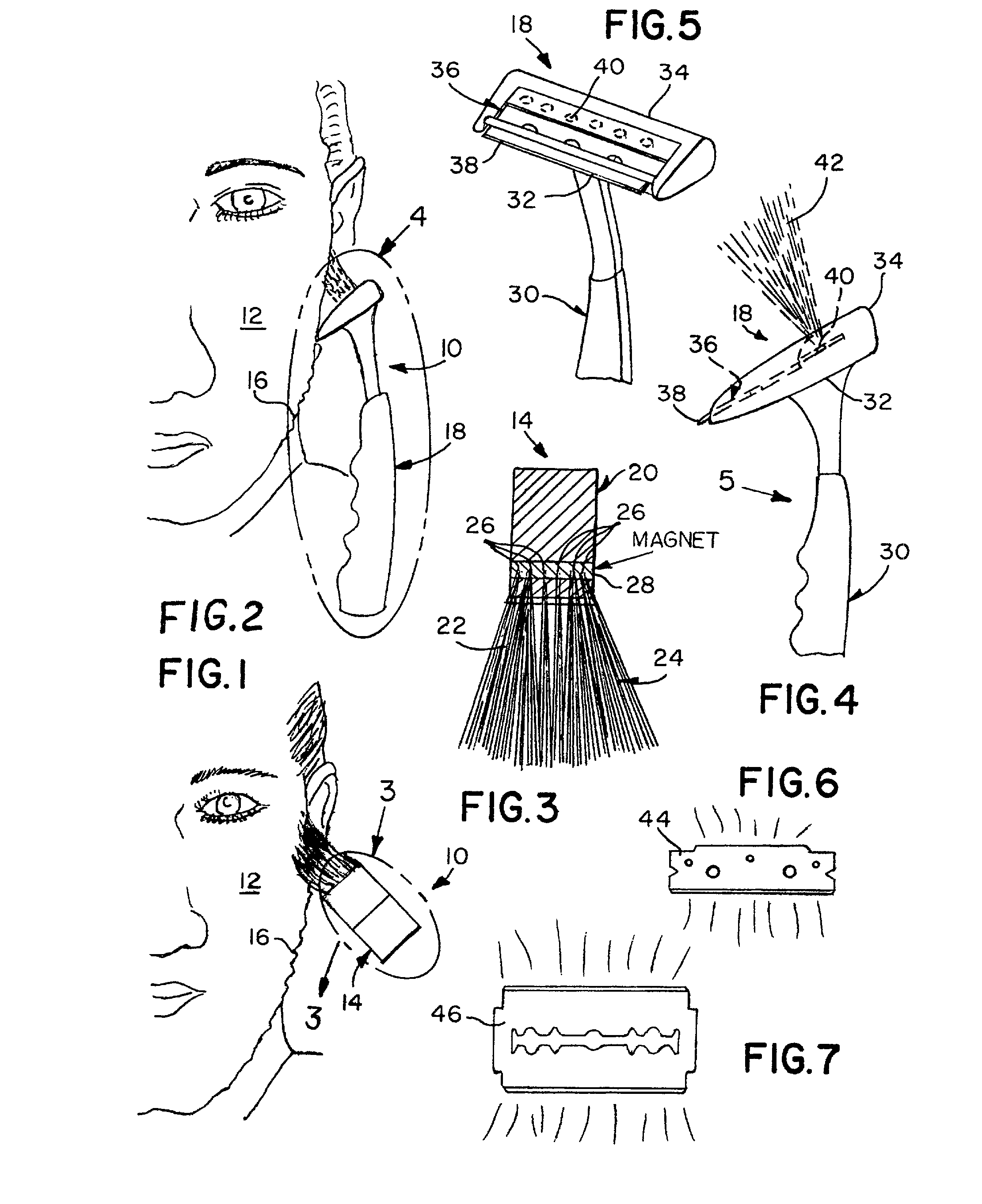 Set of implements for shaving a body part